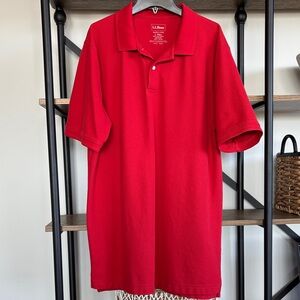 L.L. Bean Men's Bright Red Short Sleeve Polo L Tall